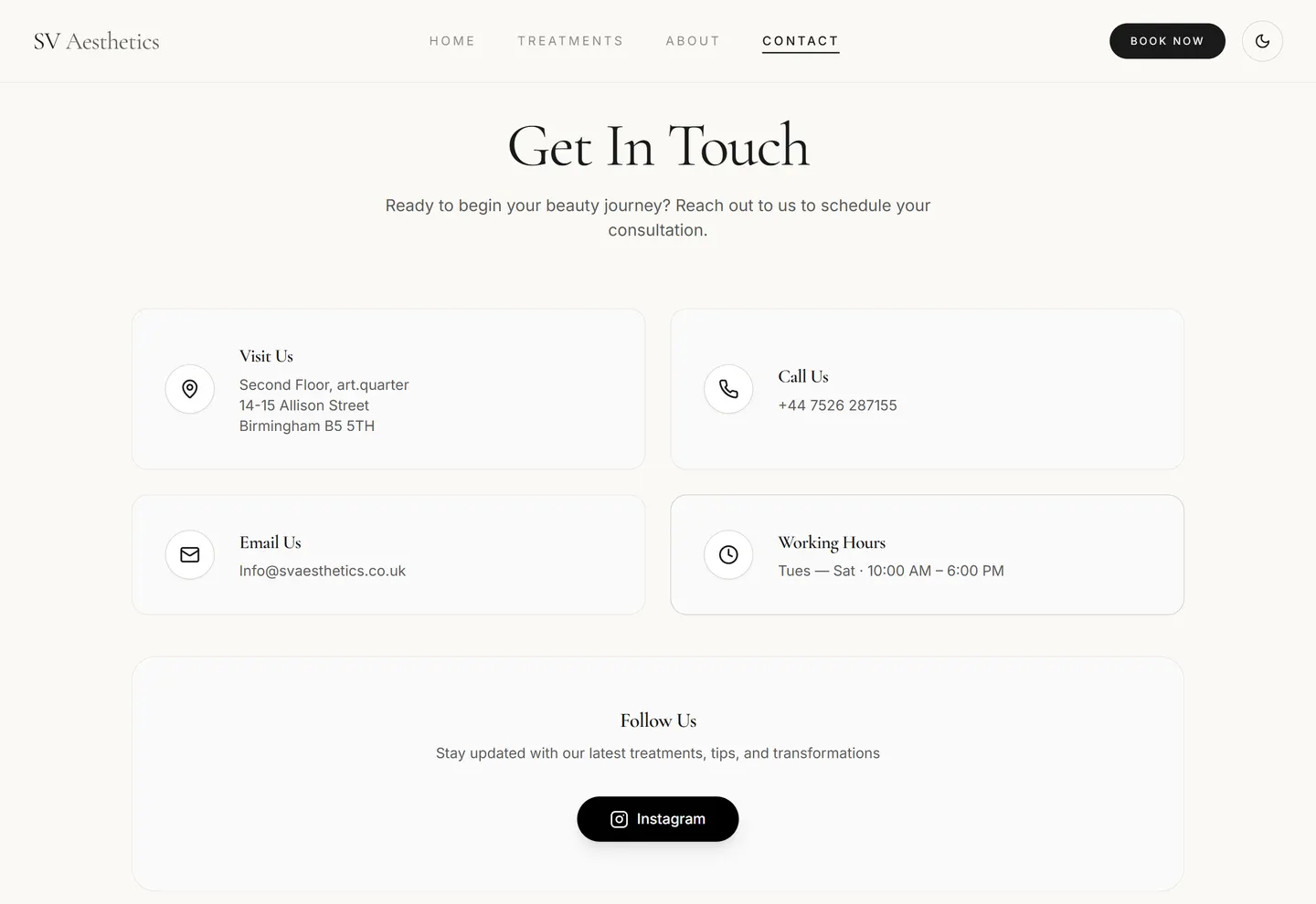 SV Aesthetics footer