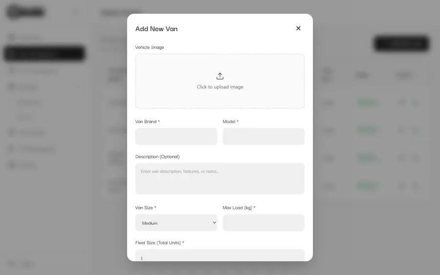 Admin dashboard logistics