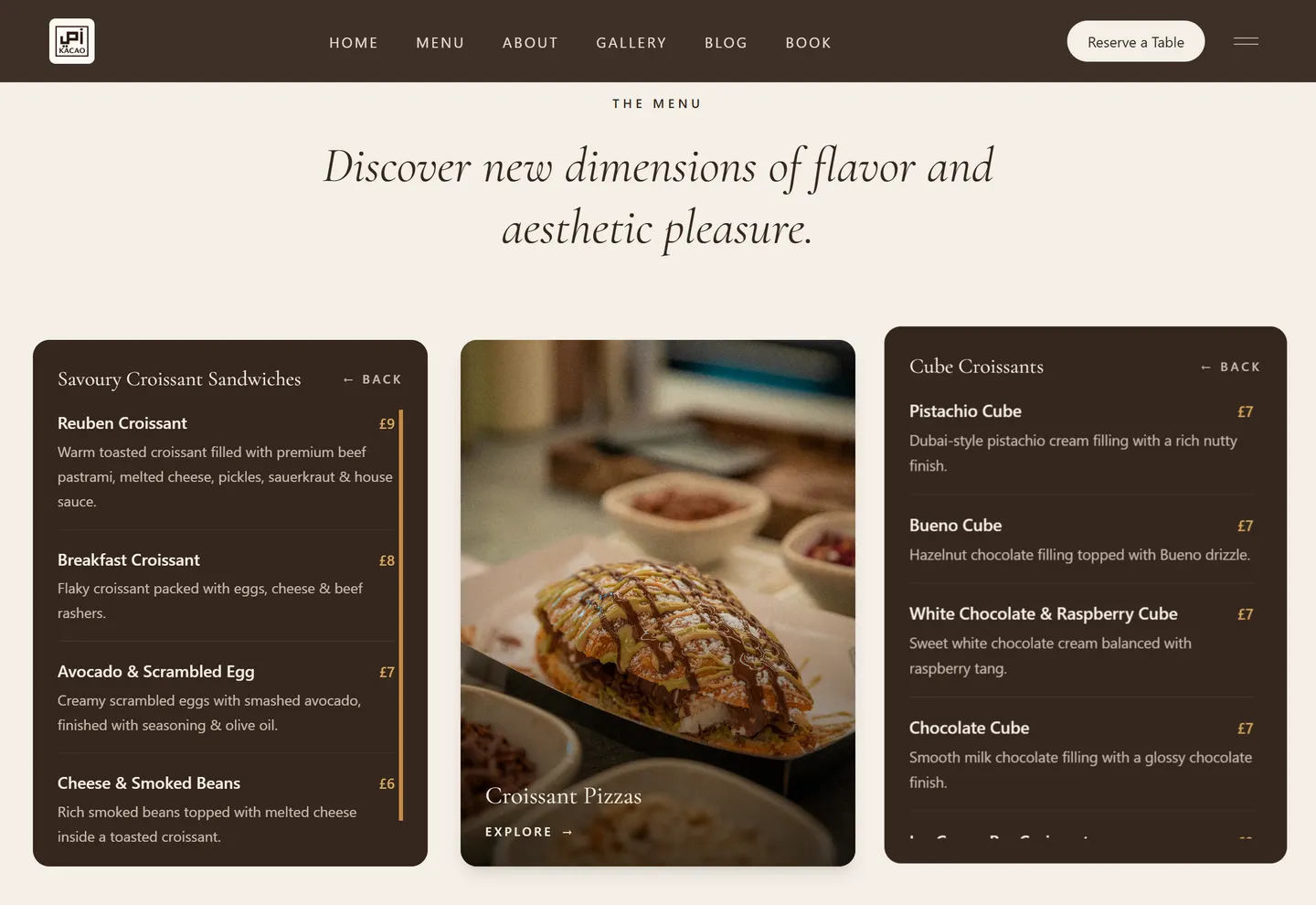 KACAO menu highlight