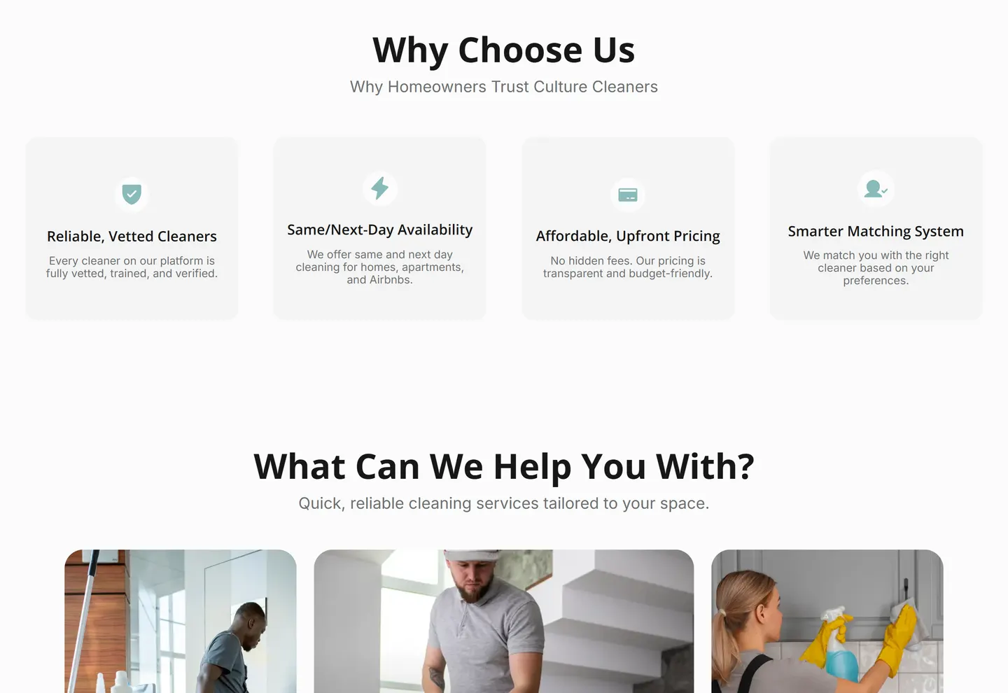 Culture Cleaners booking process